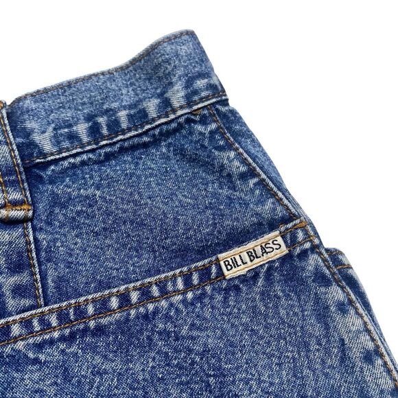 Vintage Bill Blass Button Front Denim Mini Skirt Blue Sz 12 - Picture 6 of 13